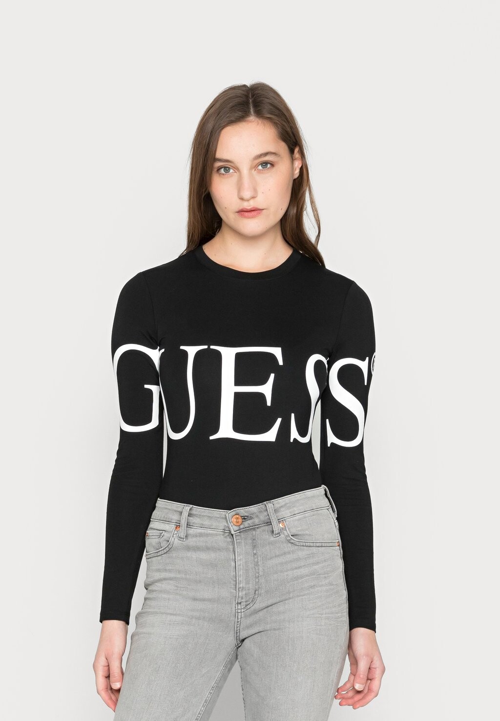 Топ с длинными рукавами Guess, черный