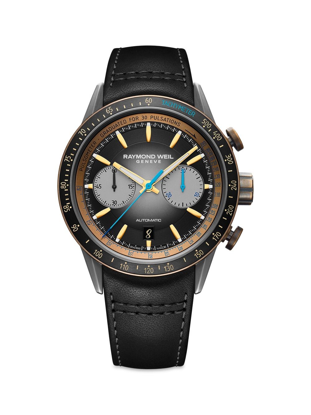 

Часы Freelancer с хронографом из титана и кожи Raymond Weil, черный