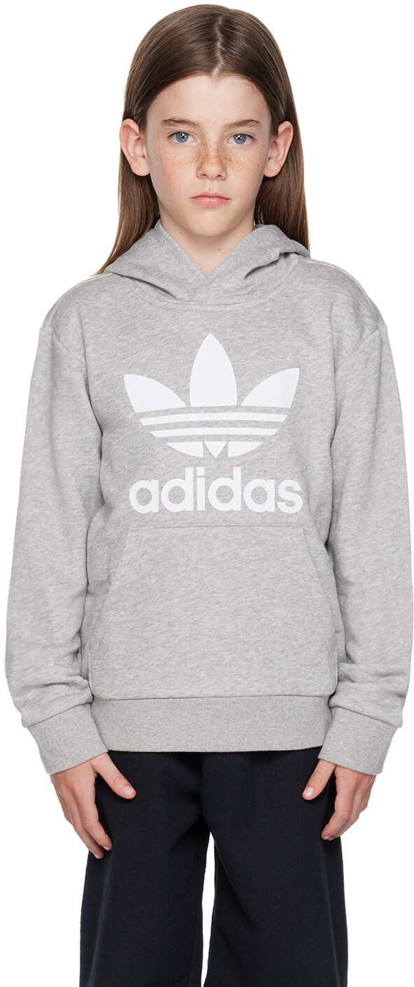 

Adidas Kids Kids Серая толстовка с трилистником Big Kids, Серый