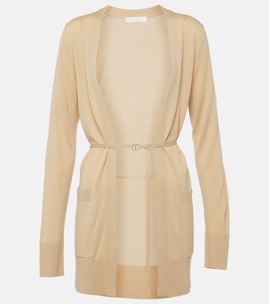 

Шерстяной кардиган с поясом Chloé, бежевый