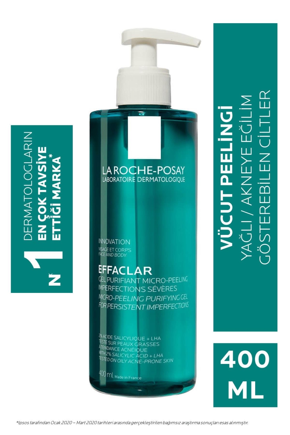 La Roche Posay Effaclar Очищающий гель с микропилингом для лица и тела 400 мл скрабы и пилинги la miso очищающие и отшелушивающие салфетки для лица рh 5 0