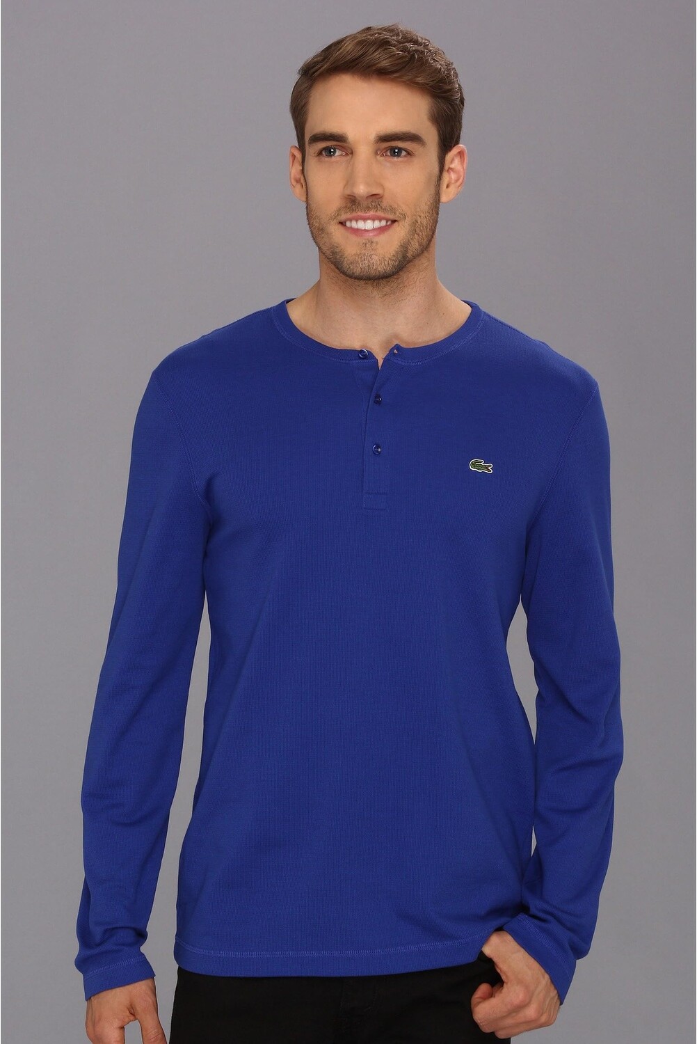 

Футболка Lacoste Long Sleeve Waffle Henley T-Shirt, цвет Luxe Blue