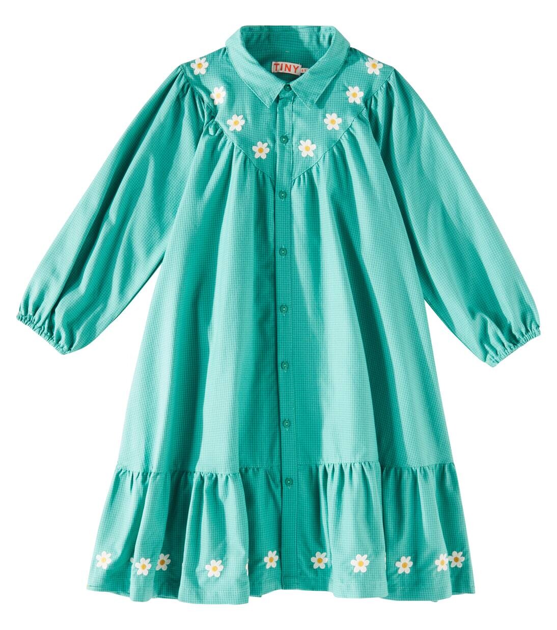 

Платье из хлопка в клетку «Ромашки» Tinycottons, цвет dark emerald/pink