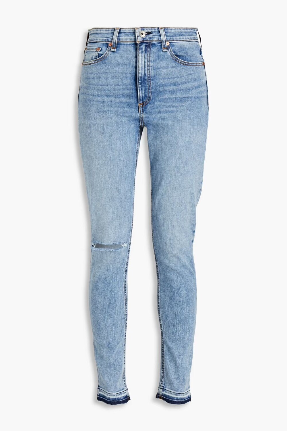 

Джинсы скинни Nina с высокой посадкой и потертостями Rag & Bone, легкий деним