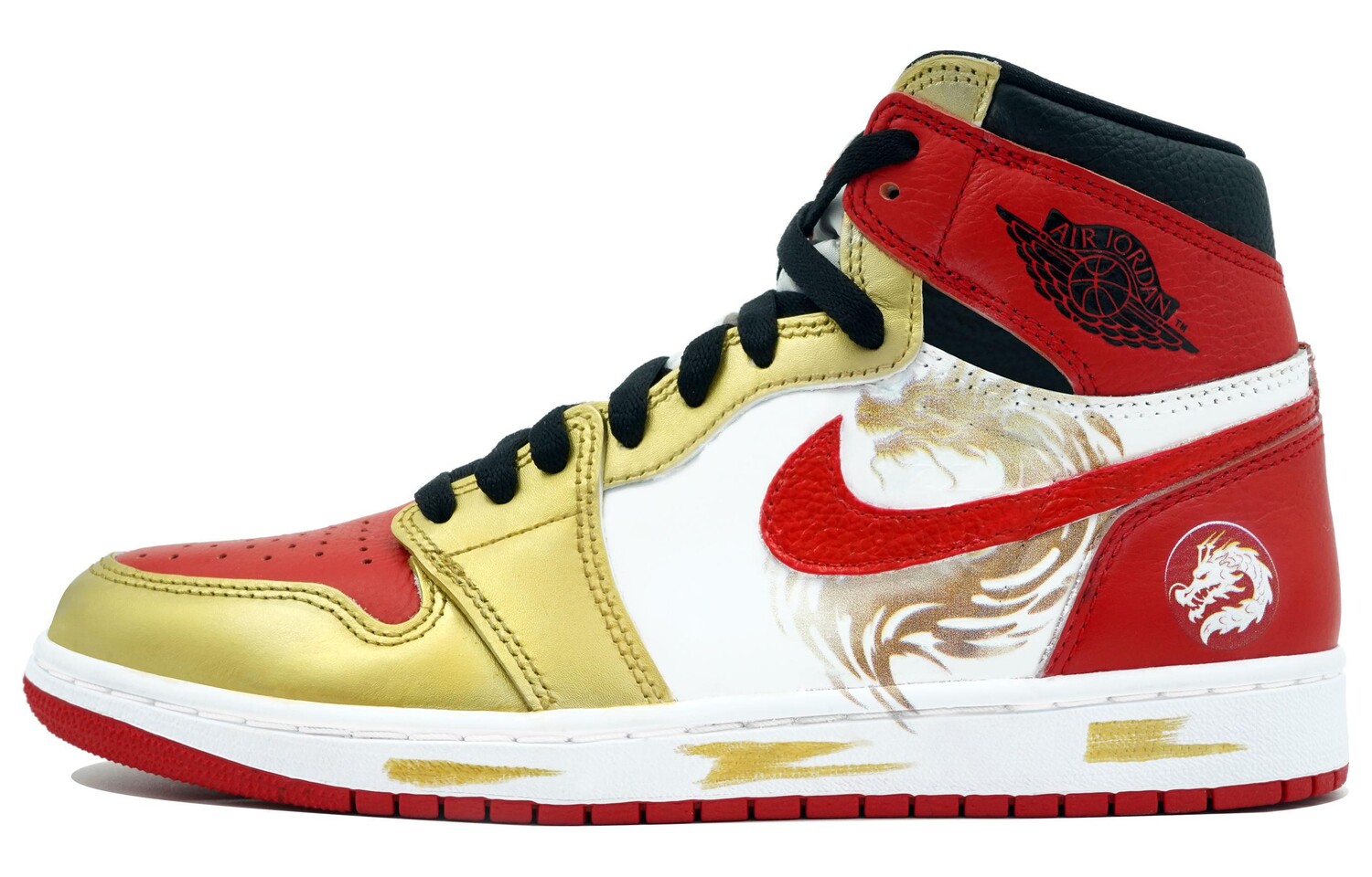 

Кроссовки Air Jordan 1 Vintage Basketball Shoes Women's High-top White, красный