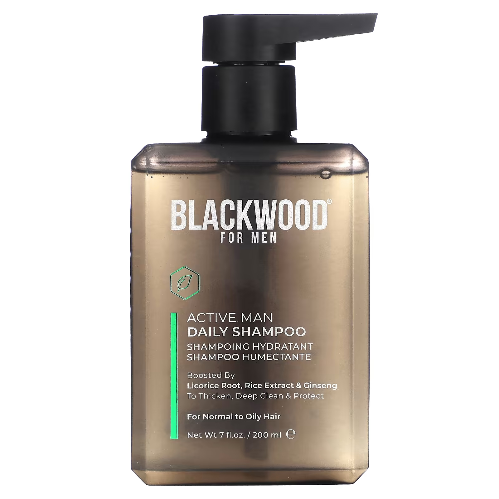 Шампунь Blackwood For Men Active Man с экстрактом корня солодки, риса и женьшеня, 200 мл
