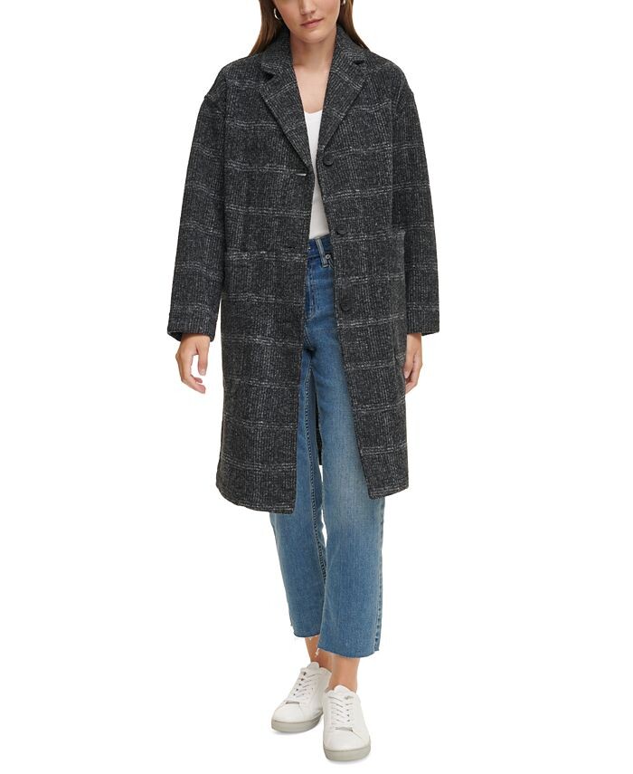 

Женское пальто оверсайз с заниженными плечами Calvin Klein Jeans, цвет Black Brushed Plaid