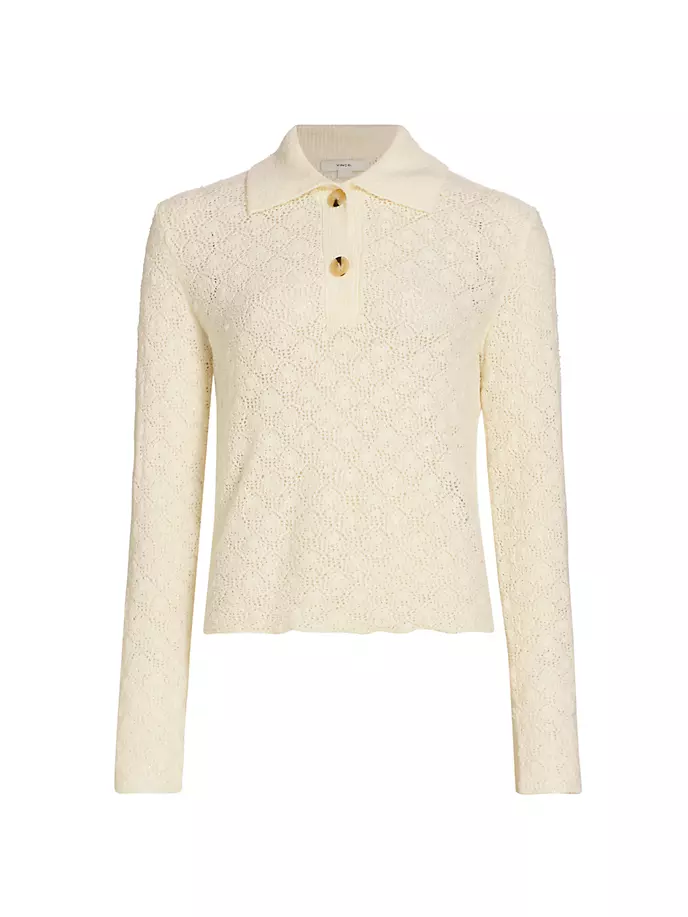 

Свитер из смесовой шерсти с кружевной вышивкой Vince, цвет off white