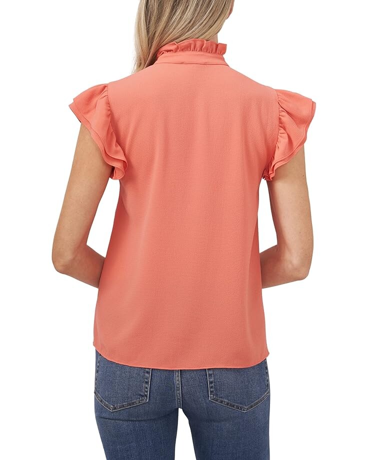 

Блуза CeCe Sleeveless Ruffle Button Front Blouse, цвет Cameo Coral
