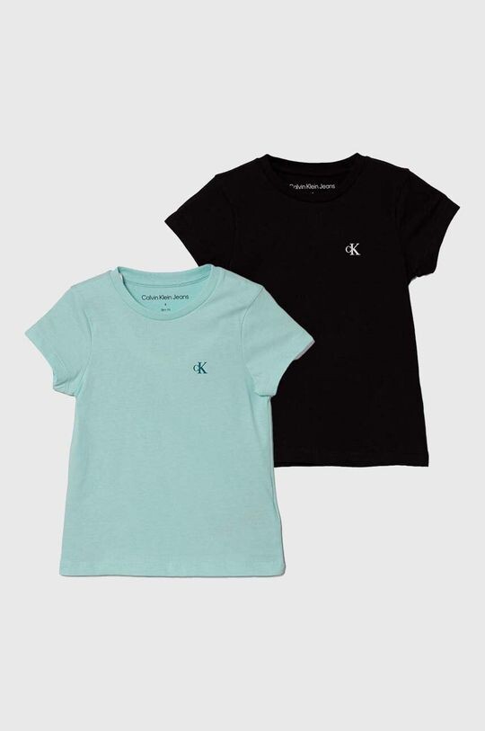 

Хлопковая футболка детская 2 шт. Calvin Klein Jeans, бирюзовый