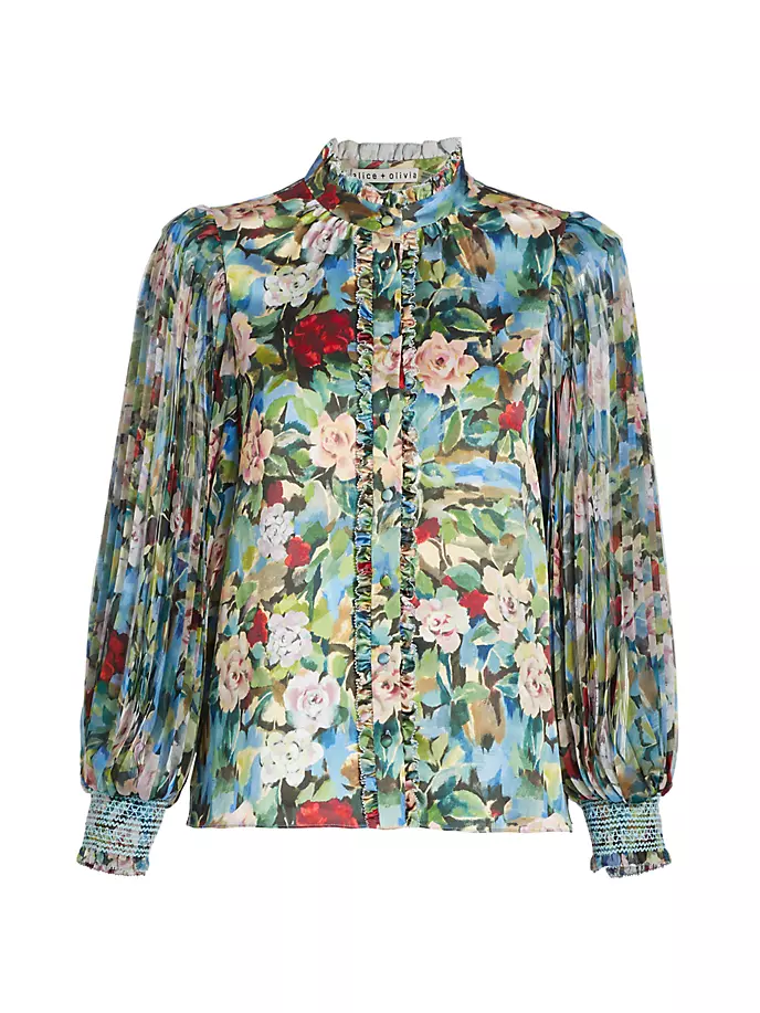 

Рубашка Ilan с цветочным принтом и рюшами Alice + Olivia, цвет breeze floral