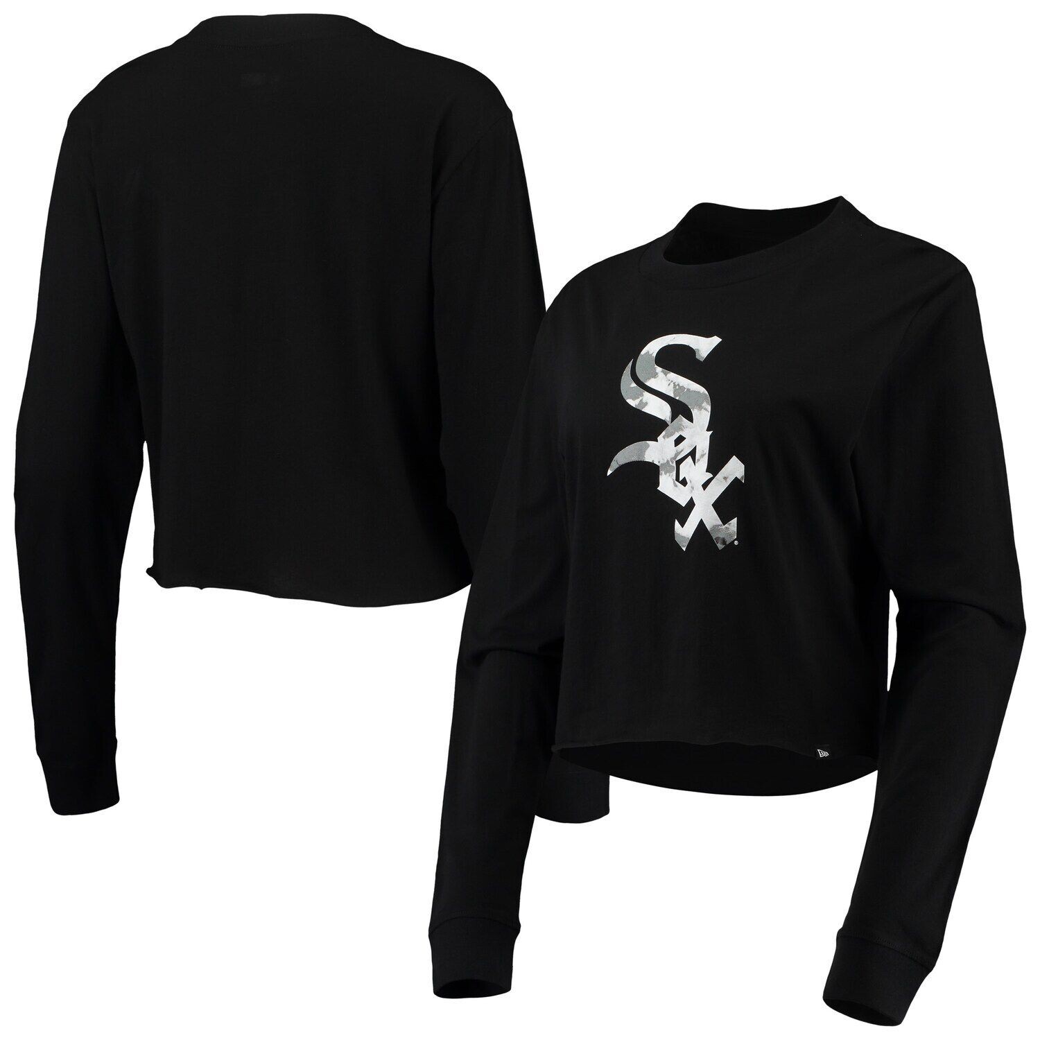 

Женская укороченная футболка с длинными рукавами из джерси New Era Black Chicago White Sox Baby New Era