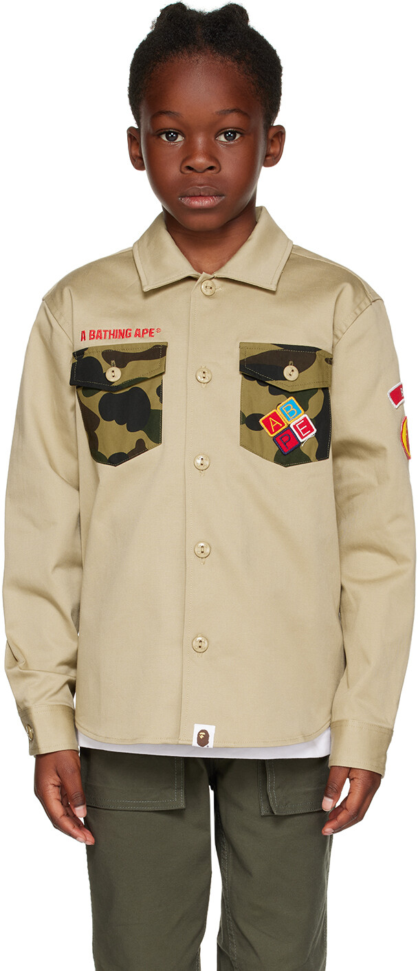 

BAPE Kids Бежевая рубашка для бойскаутов, Бежевый, BAPE Kids Бежевая рубашка для бойскаутов