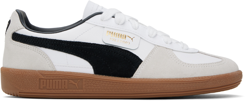 

Кожаные кроссовки White & Taupe Palermo белый/Серый пар/Жевательная резинка Puma