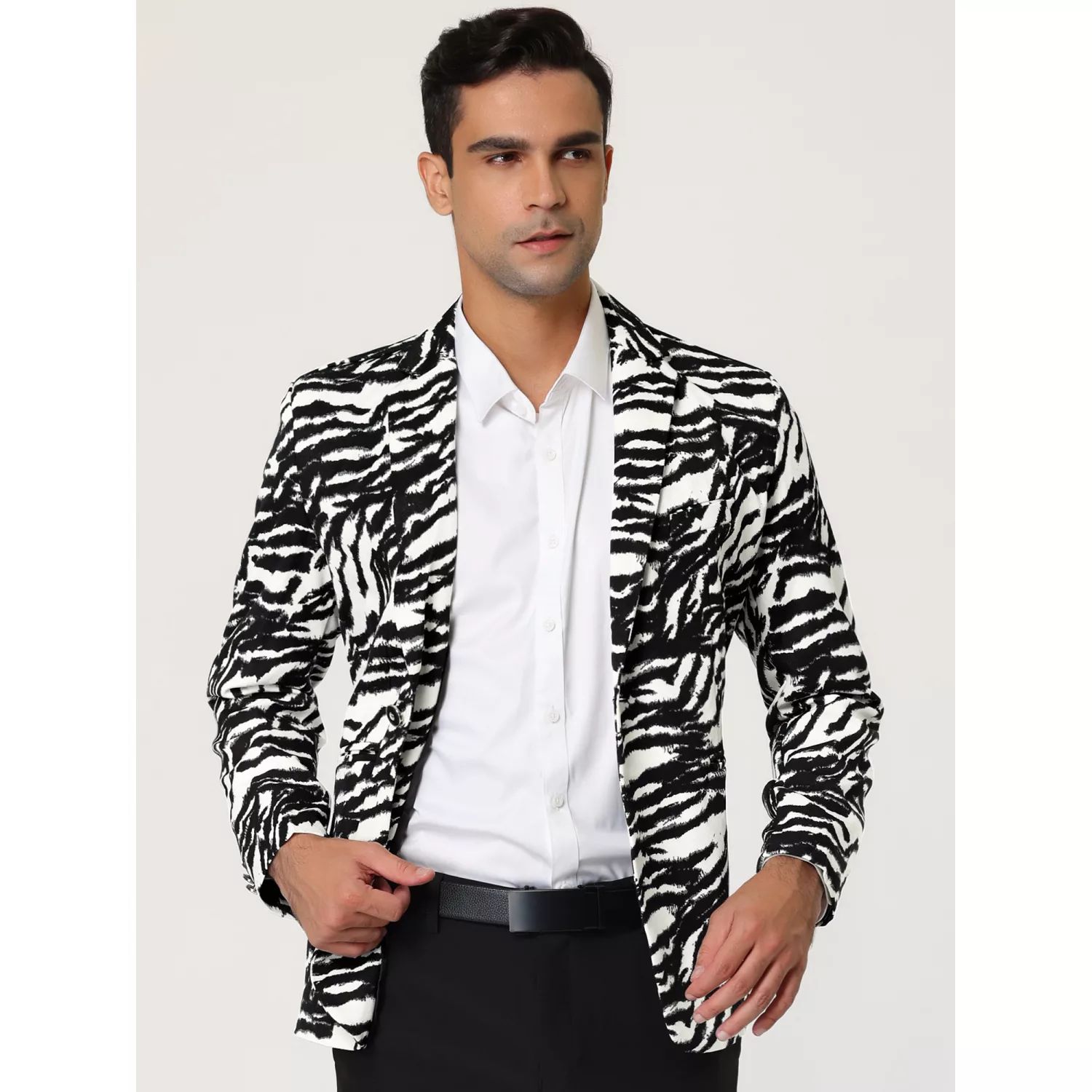 Мужской винтажный приталенный пиджак с леопардовым принтом и зубчатыми лацканами Lars Amadeus мужской деловой приталенный пиджак на одной пуговице деловой пиджак lars amadeus