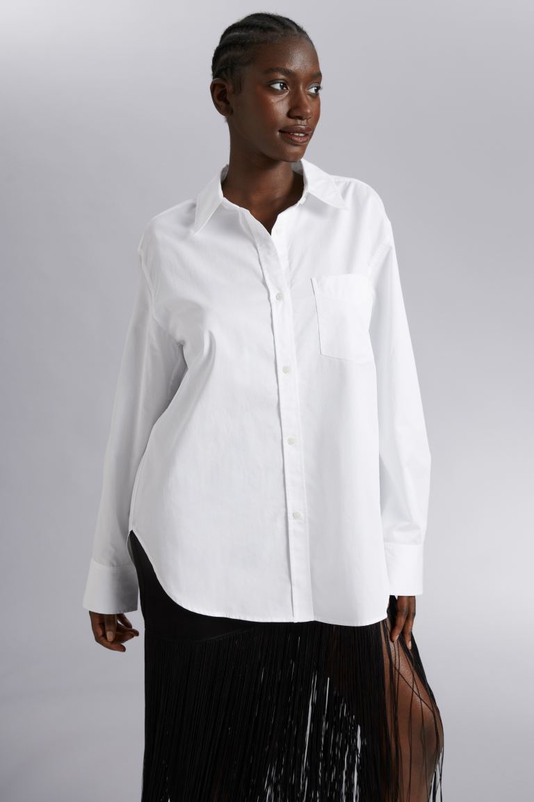 Рубашка свободного кроя H&M, белый блестящая рубашка свободного кроя свободного кроя h