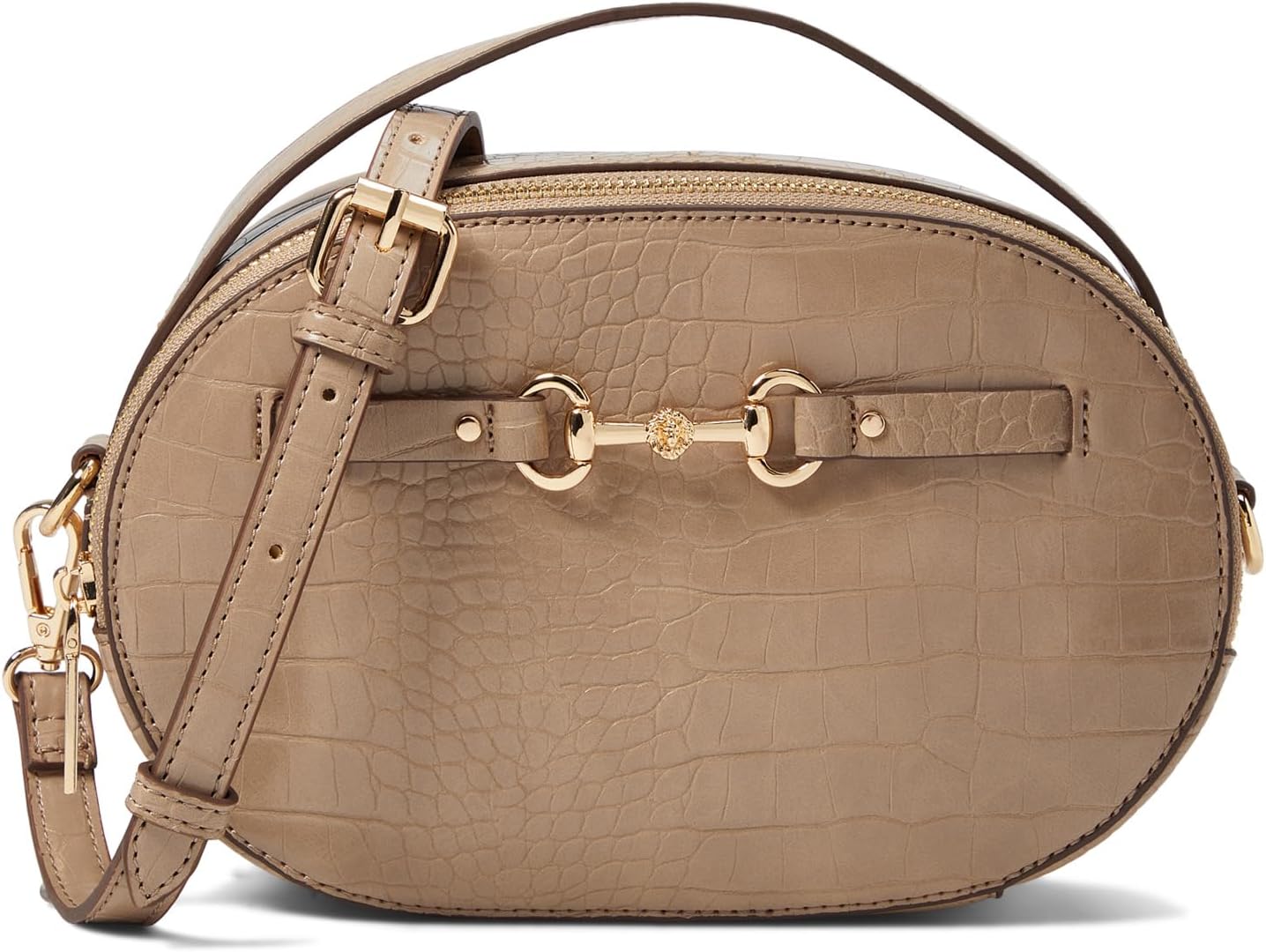 

Сумка кросс-боди Anne Klein Oval Horsebit Crossbody In Croco, цвет Oatmilk