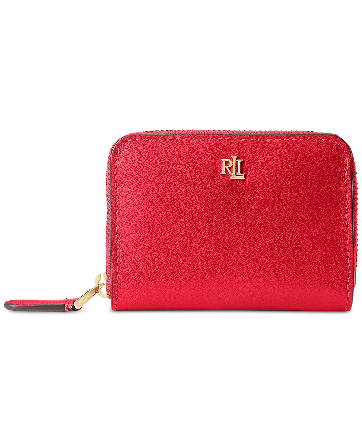 Женский маленький континентальный кошелек из натуральной кожи с молнией Lauren Ralph Lauren, красный