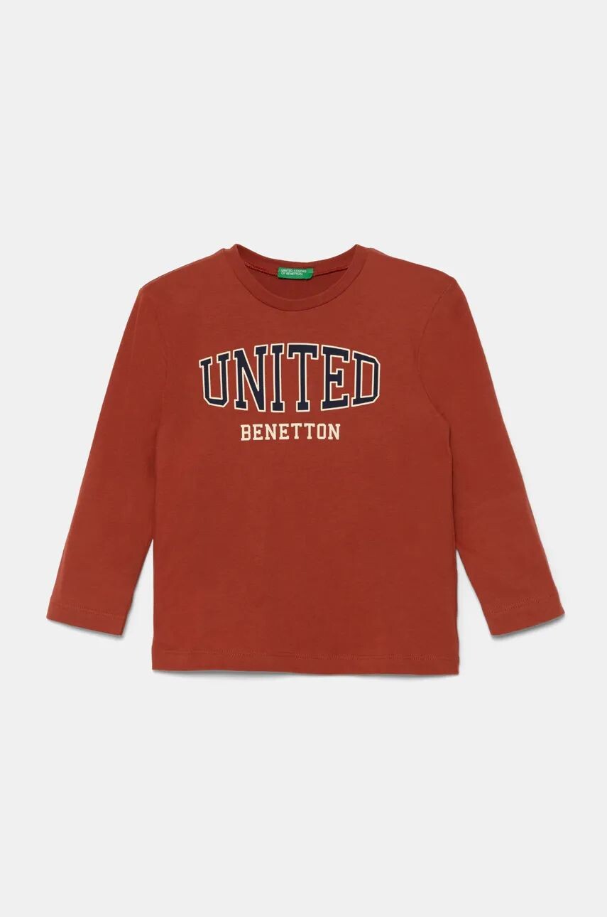 

Хлопковая рубашка с длинными рукавами United Colors of Benetton для мальчиков, оранжевый