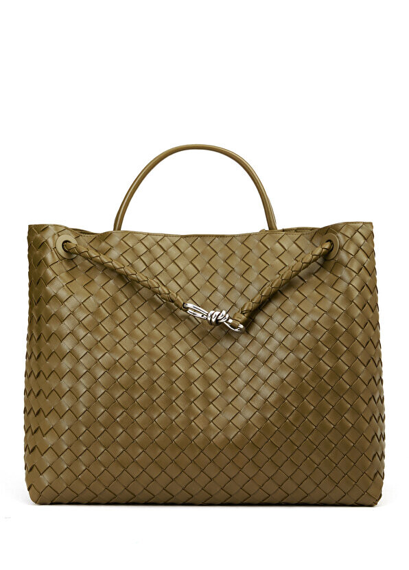 

Большая женская кожаная сумка andiamo цвета хаки Bottega Veneta