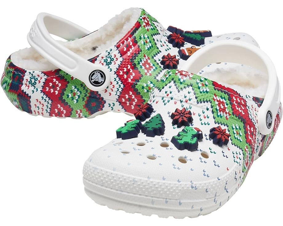 

Сабо Crocs Classic Lined Holiday Charm Clog, цвет White/Multi