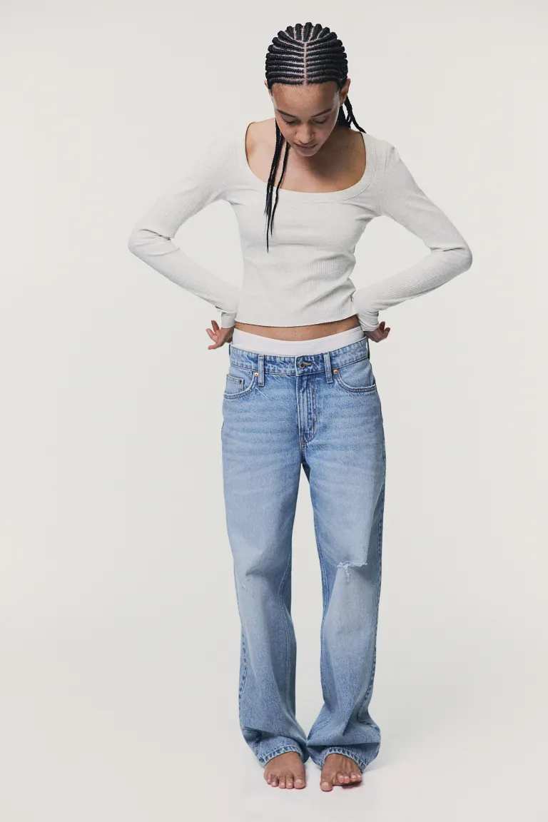 

Рубашка с квадратным вырезом H&M, серый