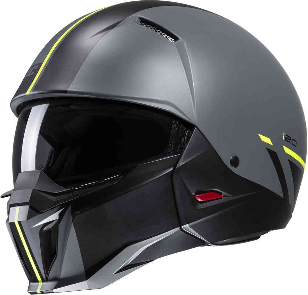 i20 Батол Реактивный шлем HJC, серый/черный женский мотоциклетный шлем в стиле ретро полушлем с выдвижным градиентным солнцезащитным козырьком и маской локомотивами