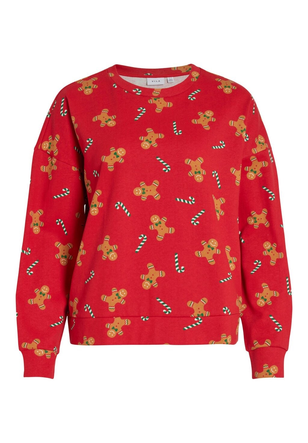 

Толстовка Vijingle Ls Christmas Ka VILA, цвет mars red aop candystick cookieman