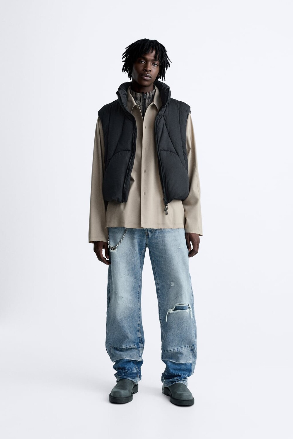

Укороченный пуховик ZARA, черный