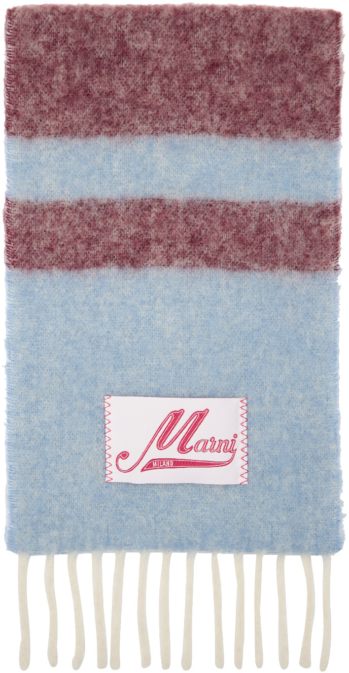 

Синий полосатый шарф Marni