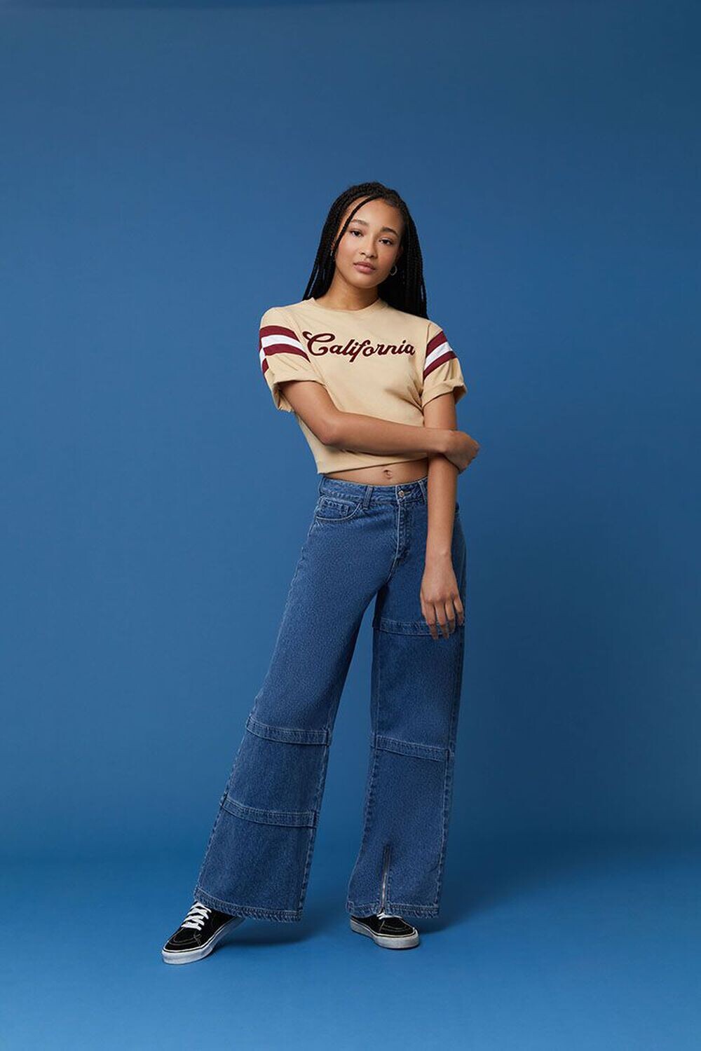 

Широкие джинсы с асимметричным швом Forever 21, деним