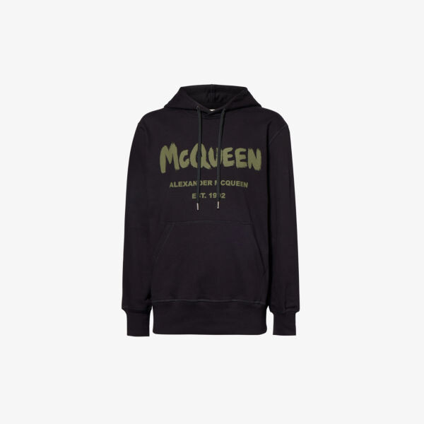 

Худи из хлопкового джерси с принтом Graffiti и логотипом Alexander Mcqueen, черный
