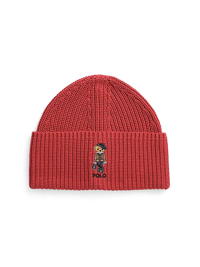 

Хлопковая шапка-поло для девочек с медведем Polo Ralph Lauren, красный