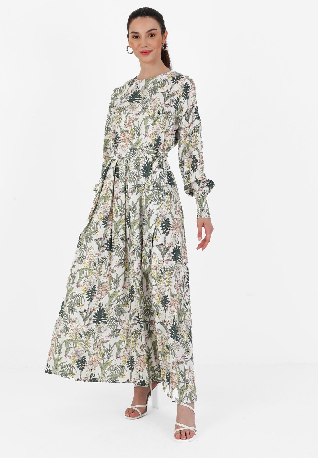 

Платье макси TAVIN Modanisa, цвет black beige
