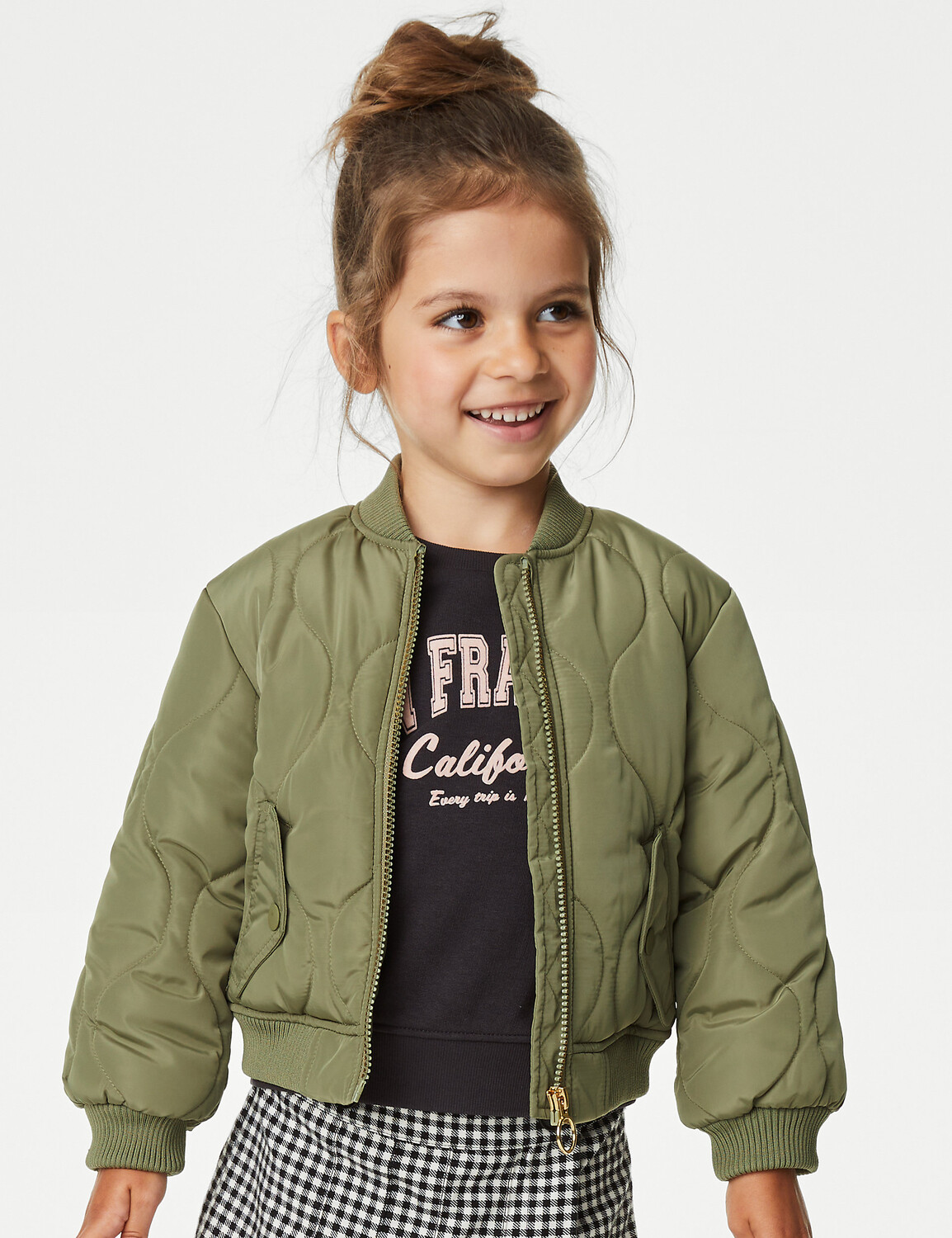

Стеганый бомбер Mini Me (2–8 лет) Marks & Spencer, зеленый