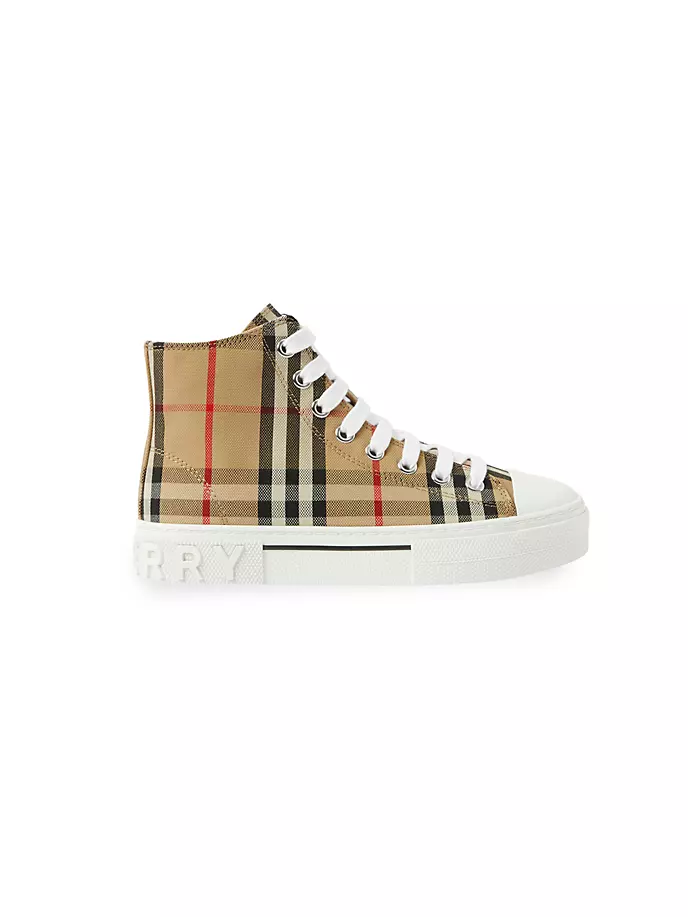 

Высокие кеды Little Kid's & Kid's New в клетку Mini Jack Burberry, цвет archive beige check