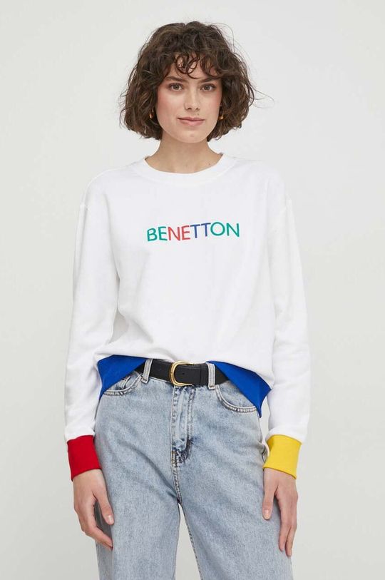 цена Хлопковая толстовка United Colors of Benetton, белый