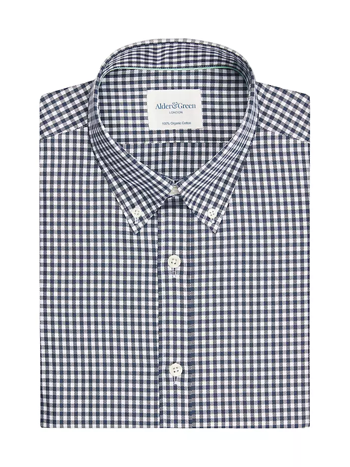 Оксфордская рубашка узкого кроя Alder & Green, цвет navy gingham
