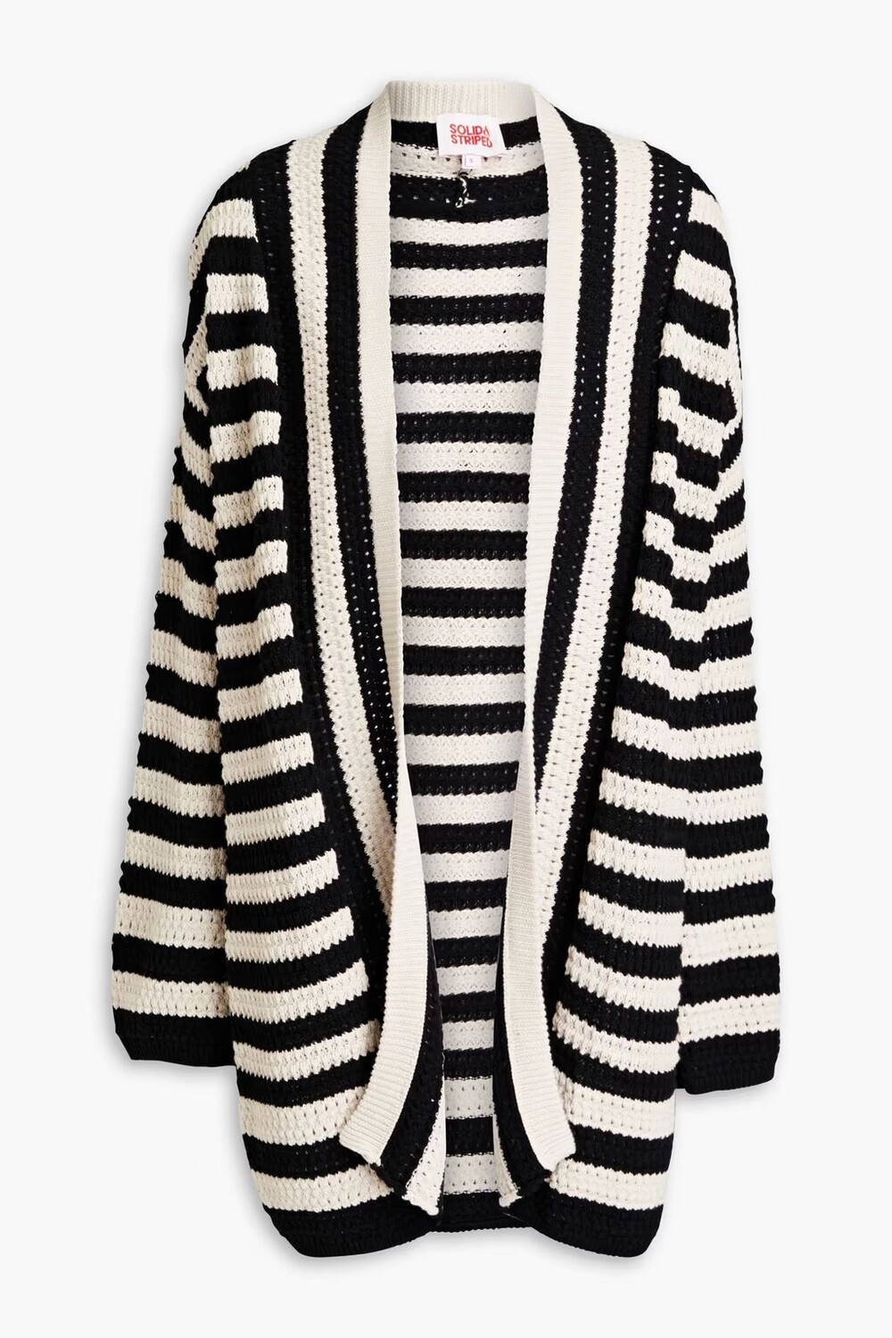 

Полосатый хлопковый кардиган открытой вязки Solid & Striped, экрю