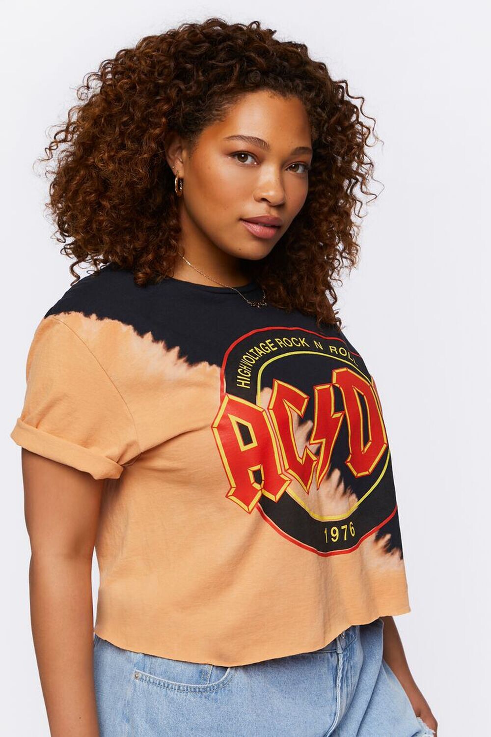

Укороченная футболка ACDC размера плюс с графическим рисунком Forever 21, черный