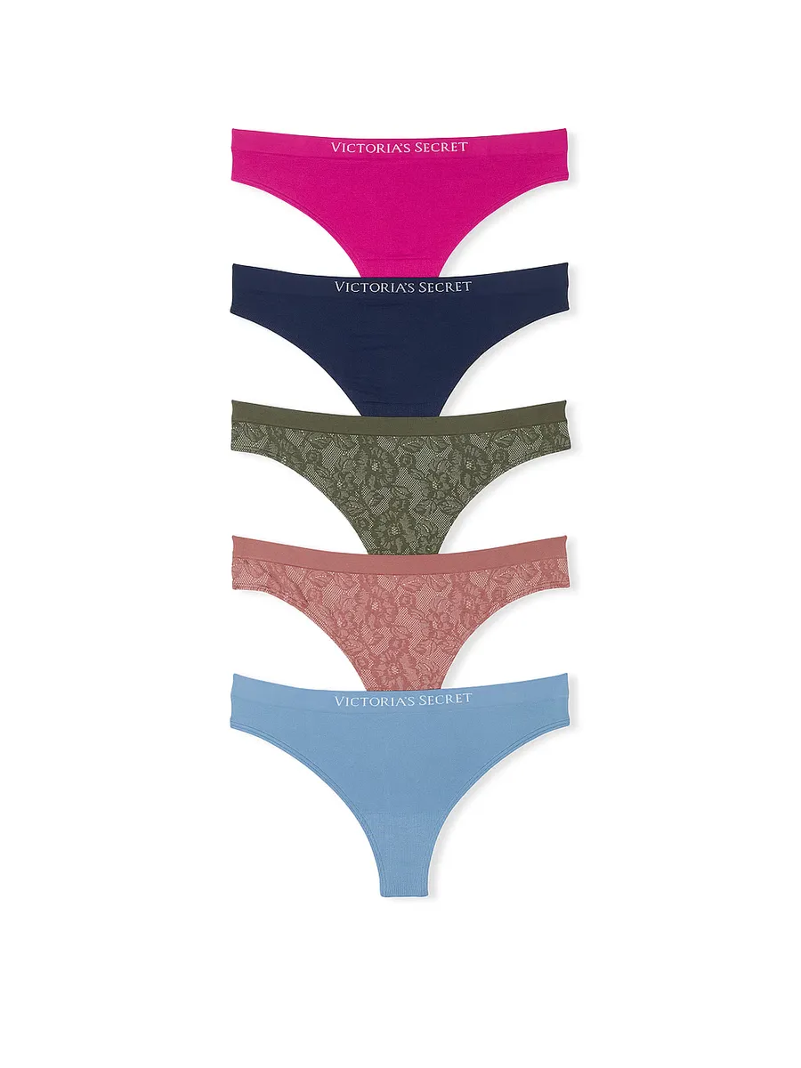 

Комплект из 5 бесшовных трусиков-стрингов Victoria'S Secret, мультиколор