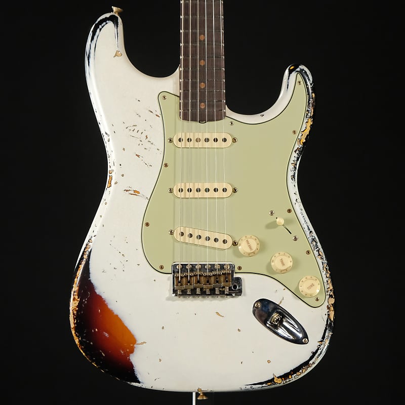 Электрогитара Fender 1960 Stratocaster Heavy Relic Electric Guitar - Aged Olympic White over 3-color Sunburst электрогитара dean usa leslie west signature tattered n torn relic