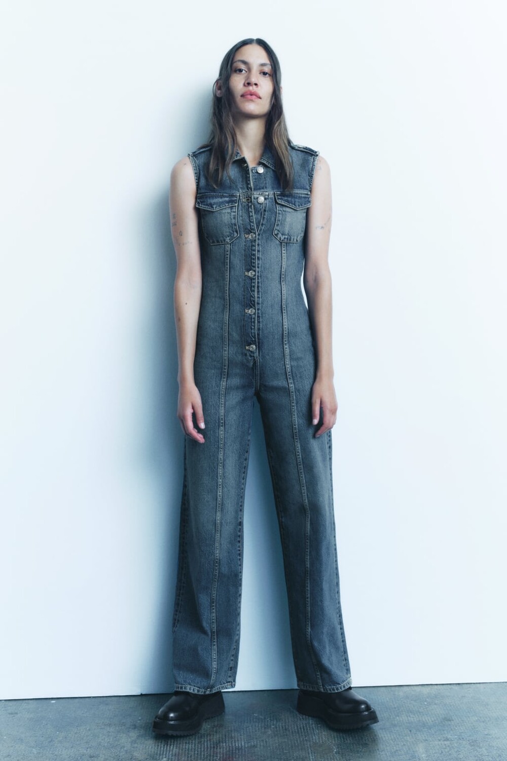 

Джинсовый комбинезон trf ZARA, темно-синий