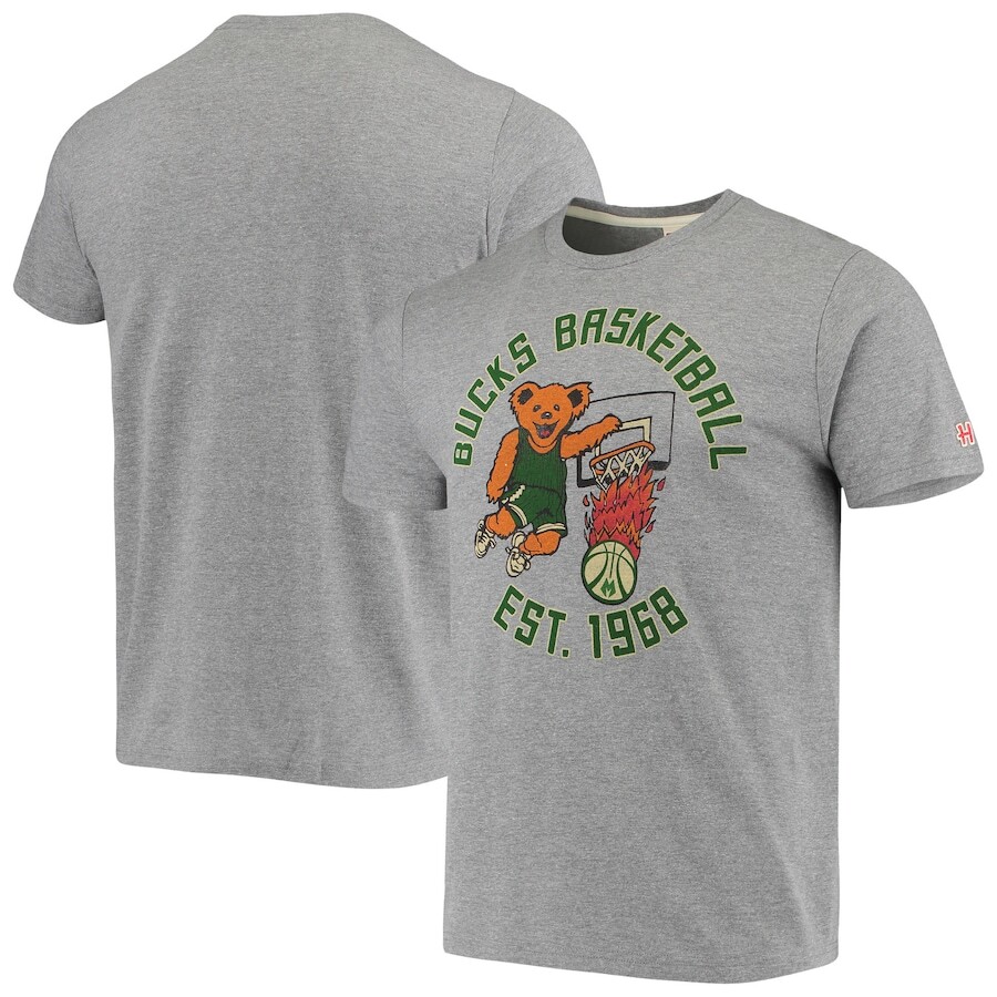 

Футболка с коротким рукавом Homage Milwaukee Bucks, серый