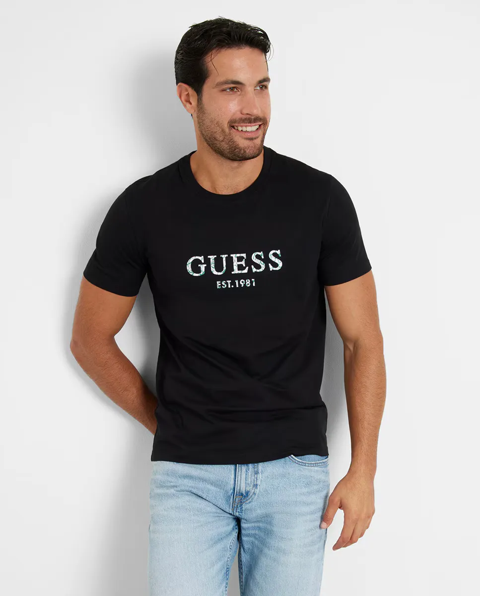 

Мужская футболка с логотипом спереди Guess, черный