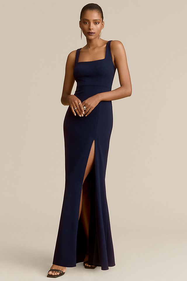 Платье Bhldn Blake из эластичного крепа с квадратным вырезом, полночь платье l idee renaissance gown цвет capri