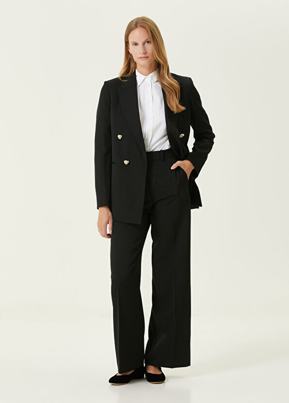 

Черные широкие шерстяные брюки Lanvin