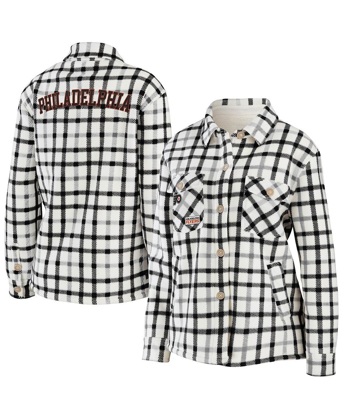 цена Женская овсяная куртка-рубашка на пуговицах в клетку Philadelphia Flyers WEAR by Erin Andrews