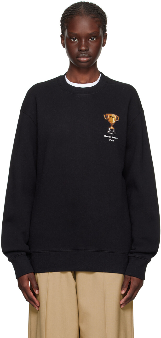 

Черный свитшот с нашивками Maison Kitsune