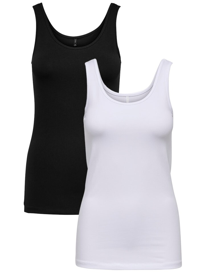 

Топ ONLY Tank 2 er Stück Pack Basic Shirt Set ONLLIVE, цвет schwarz-weiß